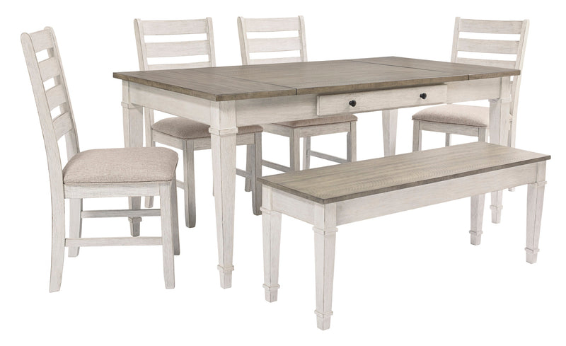 Skempton White/Light Brown Rectangular Dining Set - Gate FurnitureDining Room Set