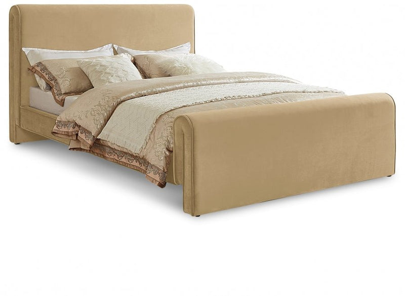 Sloan Velvet King Bed (3 Boxes) Camel - Gate FurnitureKing Bed