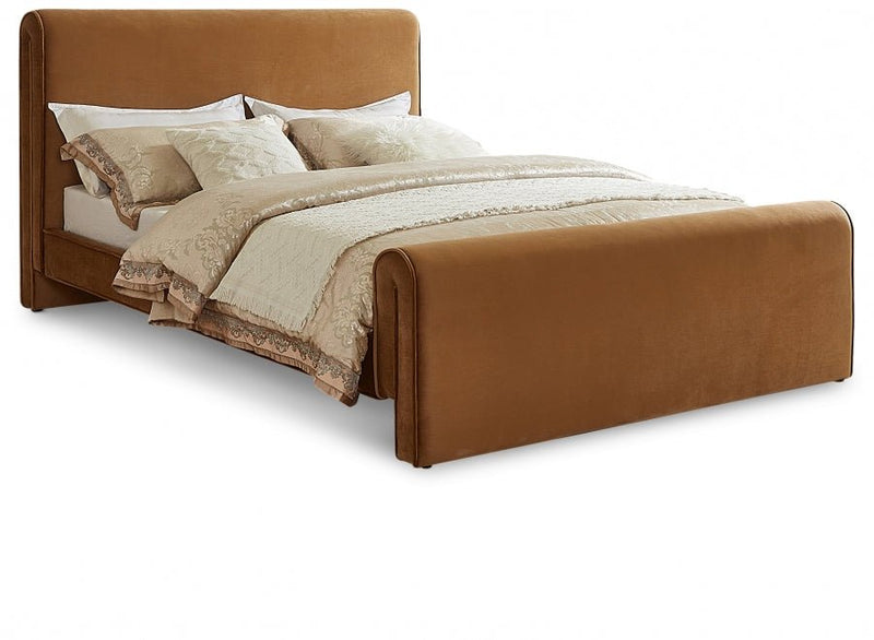 Sloan Velvet King Bed (3 Boxes) Saddle - Gate FurnitureKing Bed