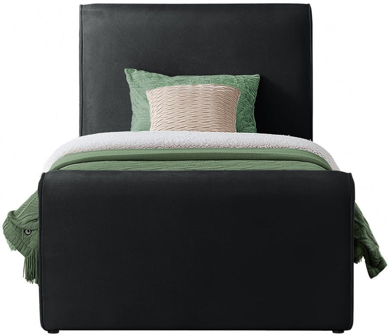 Sloan Velvet Twin Bed (3 Boxes) Black - Gate FurnitureTwin Bed