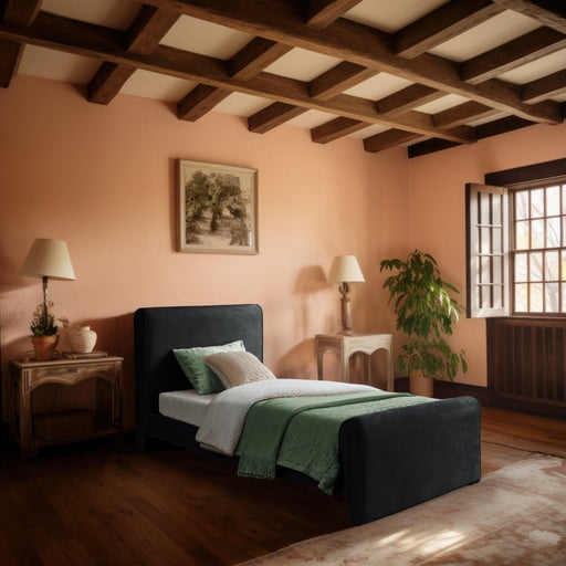 Sloan Velvet Twin Bed (3 Boxes) Black - Gate FurnitureTwin Bed