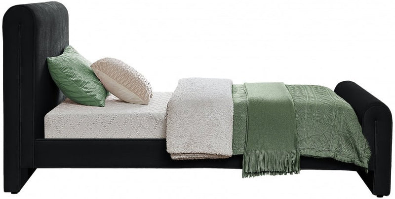 Sloan Velvet Twin Bed (3 Boxes) Black - Gate FurnitureTwin Bed