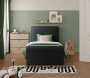 Sloan Velvet Twin Bed (3 Boxes) Black - Gate FurnitureTwin Bed