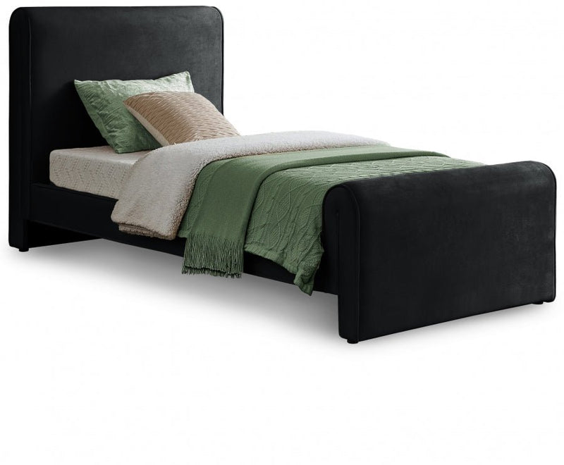 Sloan Velvet Twin Bed (3 Boxes) Black - Gate FurnitureTwin Bed