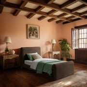 Sloan Velvet Twin Bed (3 Boxes) Brown - Gate FurnitureTwin Bed