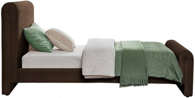 Sloan Velvet Twin Bed (3 Boxes) Brown - Gate FurnitureTwin Bed