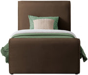 Sloan Velvet Twin Bed (3 Boxes) Brown - Gate FurnitureTwin Bed
