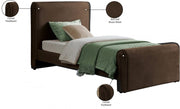 Sloan Velvet Twin Bed (3 Boxes) Brown - Gate FurnitureTwin Bed