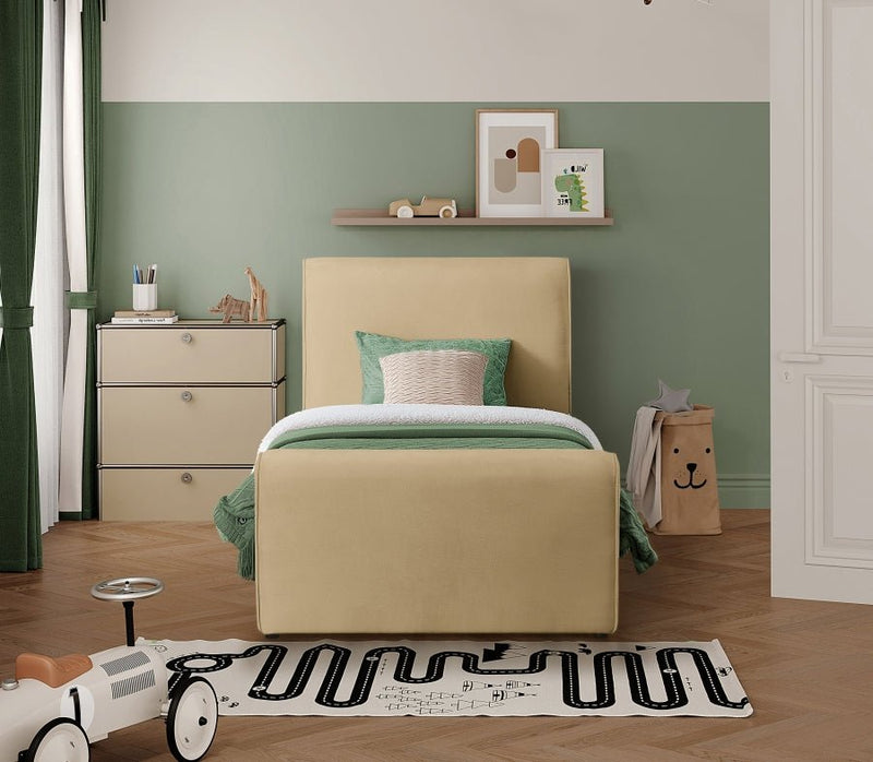 Sloan Velvet Twin Bed (3 Boxes) Camel - Gate FurnitureTwin Bed