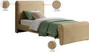 Sloan Velvet Twin Bed (3 Boxes) Camel - Gate FurnitureTwin Bed