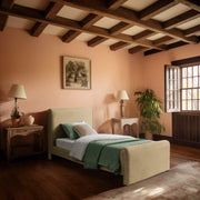 Sloan Velvet Twin Bed (3 Boxes) Camel - Gate FurnitureTwin Bed