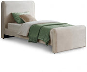 Sloan Velvet Twin Bed (3 Boxes) Cream - Gate FurnitureTwin Bed