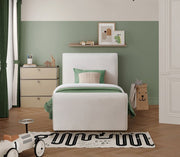 Sloan Velvet Twin Bed (3 Boxes) Cream - Gate FurnitureTwin Bed