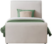 Sloan Velvet Twin Bed (3 Boxes) Cream - Gate FurnitureTwin Bed