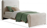 Sloan Velvet Twin Bed (3 Boxes) Cream - Gate FurnitureTwin Bed