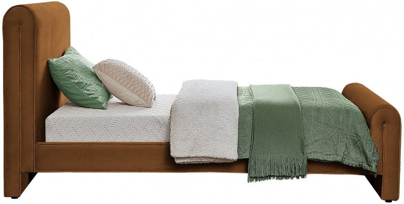 Sloan Velvet Twin Bed (3 Boxes) Saddle - Gate FurnitureTwin Bed