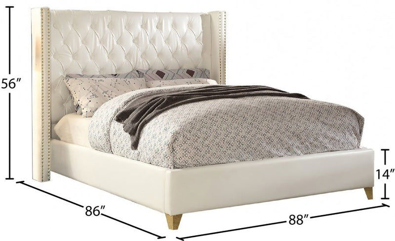 Soho White Bonded Leather King Bed White - Gate FurnitureKing Bed