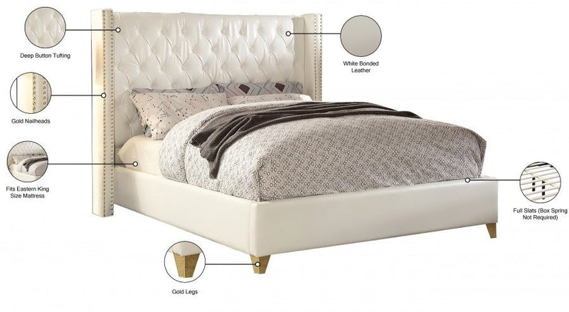 Soho White Bonded Leather King Bed White - Gate FurnitureKing Bed
