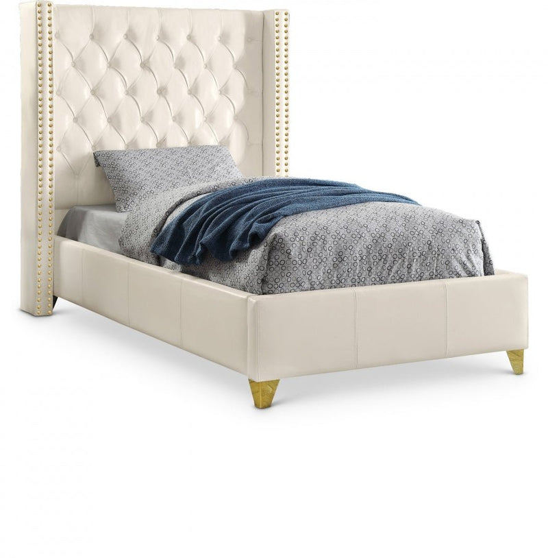 Soho White Bonded Leather Twin Bed White - Gate FurnitureTwin Bed