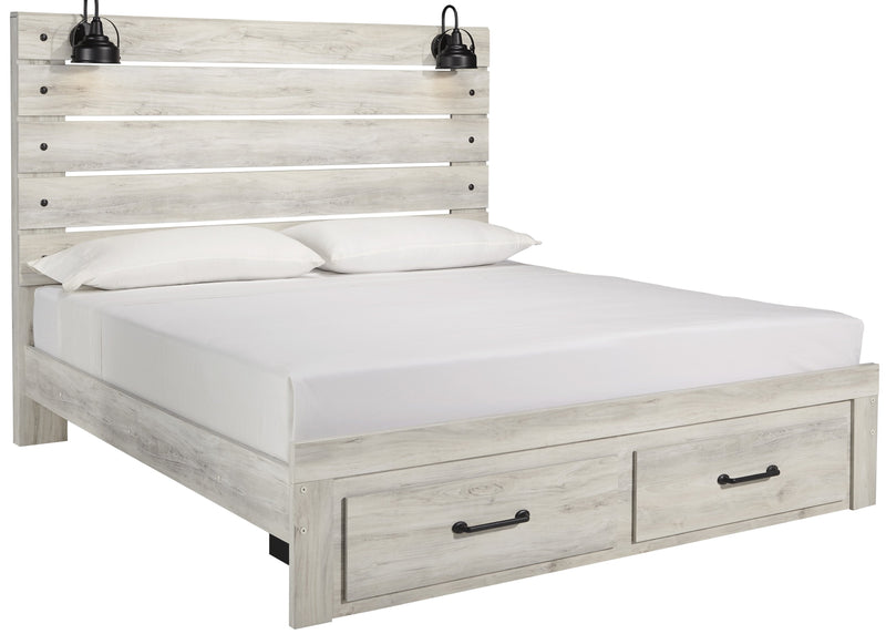 [SPECIAL] Cambeck Whitewash King Footboard Storage Bed - Gate Furniture
