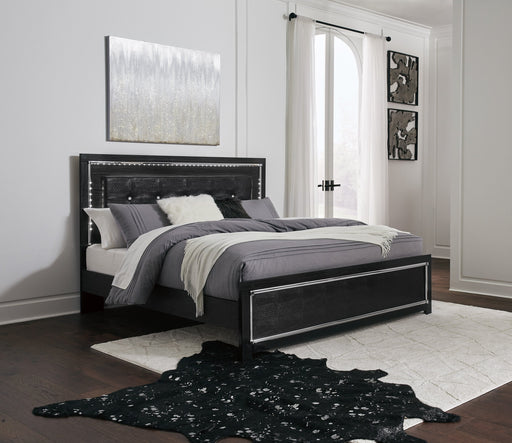 [SPECIAL] Kaydell Black LED King Panel Bed - Gate Furniture