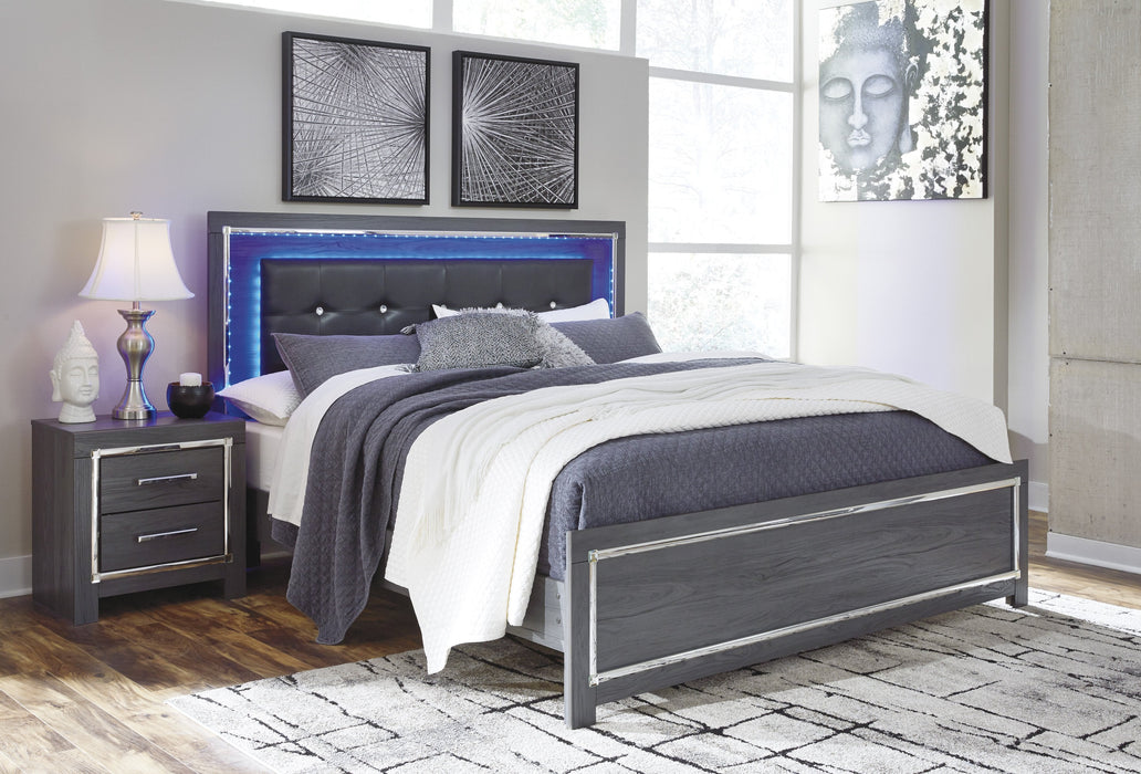 [SPECIAL] Lodanna Gray Queen LED Panel Bed - Gate Furniture