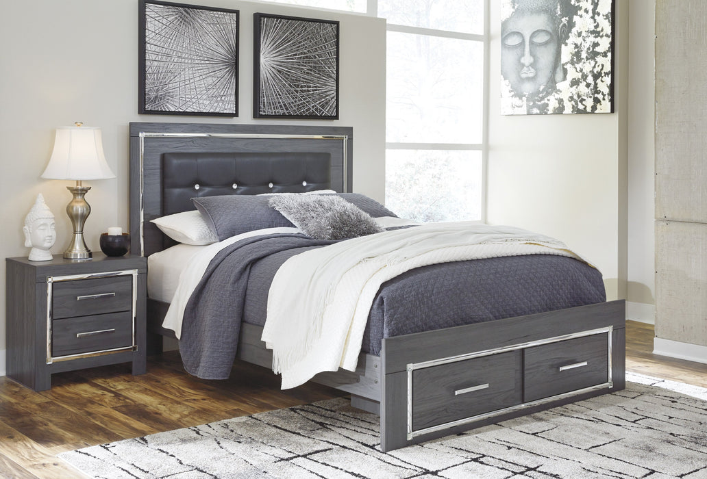 [SPECIAL] Lodanna Gray Queen LED Storage Bed - Gate Furniture