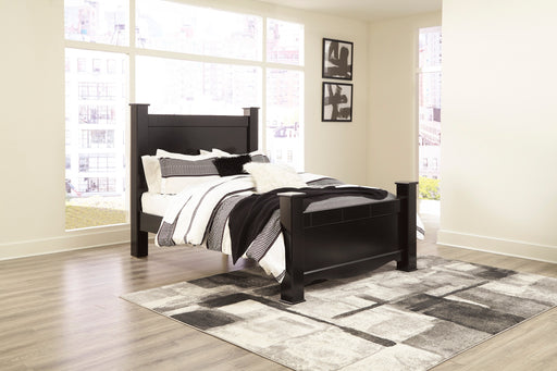 [SPECIAL] Mirlotown Black Queen Poster Bed - Gate Furniture