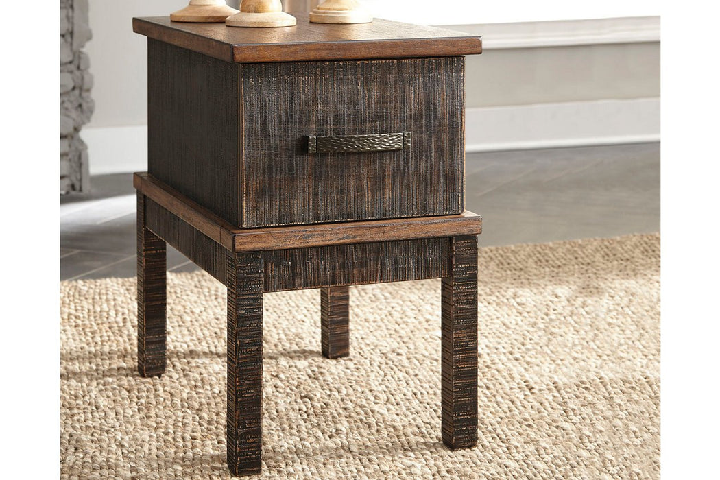 Stanah Two-tone Chairside End Table with USB Ports & Outlets - T892-7 - Gate Furniture