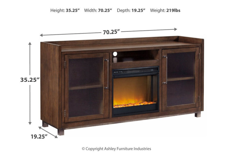 Starmore Brown 70" TV Stand with Electric Fireplace - Gate FurnitureTV Stand