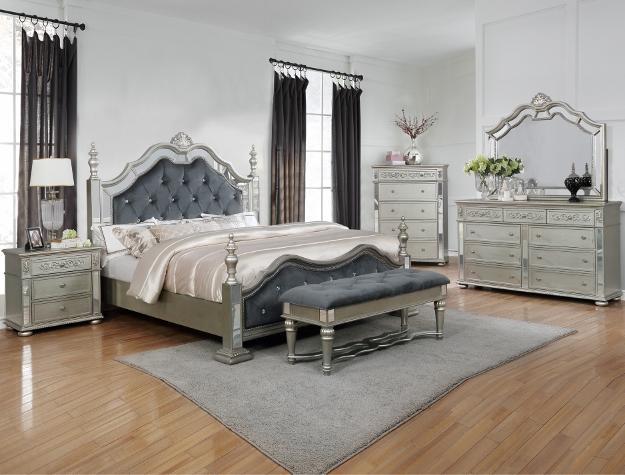 Sterling Silver Bedroom Bench - B7660-94 - Gate Furniture