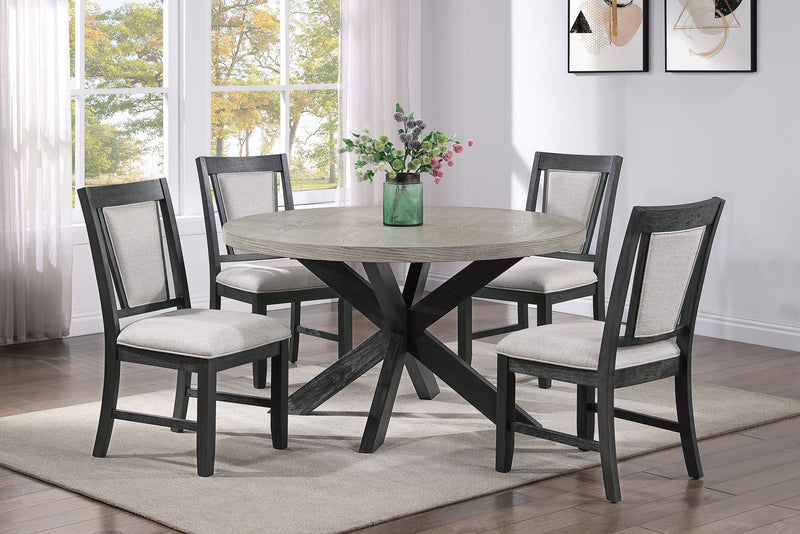 Stevens Charcoal Black/Light Gray Round Dining Set - Gate FurnitureDining Room Set
