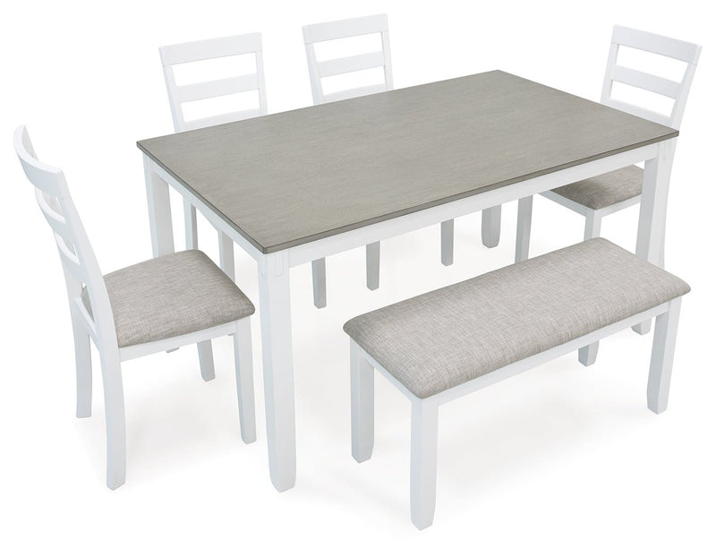 Stonehollow Dining Table and Chairs with Bench (Set of 6) - Gate FurnitureDining Table