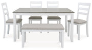 Stonehollow Dining Table and Chairs with Bench (Set of 6) - Gate FurnitureDining Table