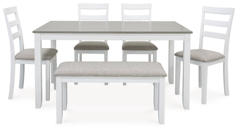 Stonehollow Dining Table and Chairs with Bench (Set of 6) - Gate FurnitureDining Table