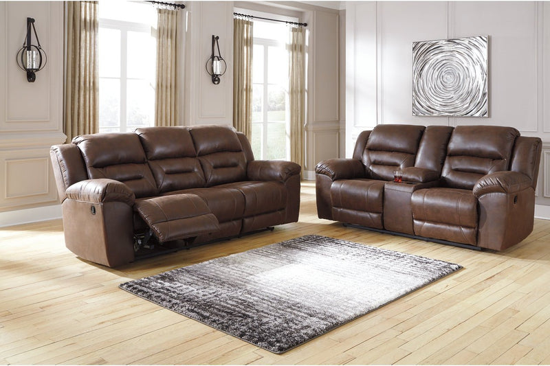 Stoneland Chocolate Reclining Loveseat with Console - 3990494 - Gate Furniture