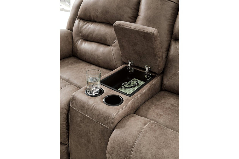 Stoneland Fossil Power Reclining Loveseat with Console - Gate FurniturePower Reclining Loveseat