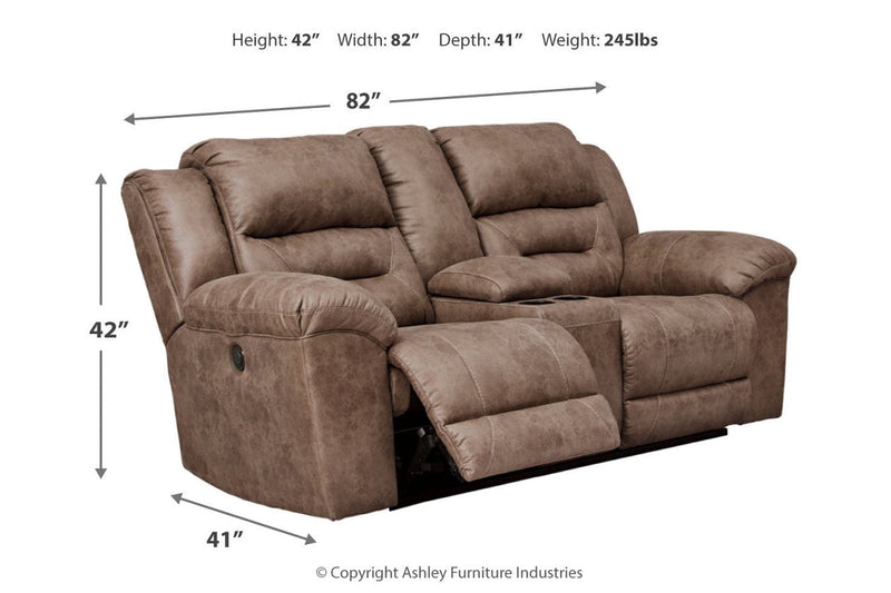 Stoneland Fossil Power Reclining Loveseat with Console - Gate FurniturePower Reclining Loveseat