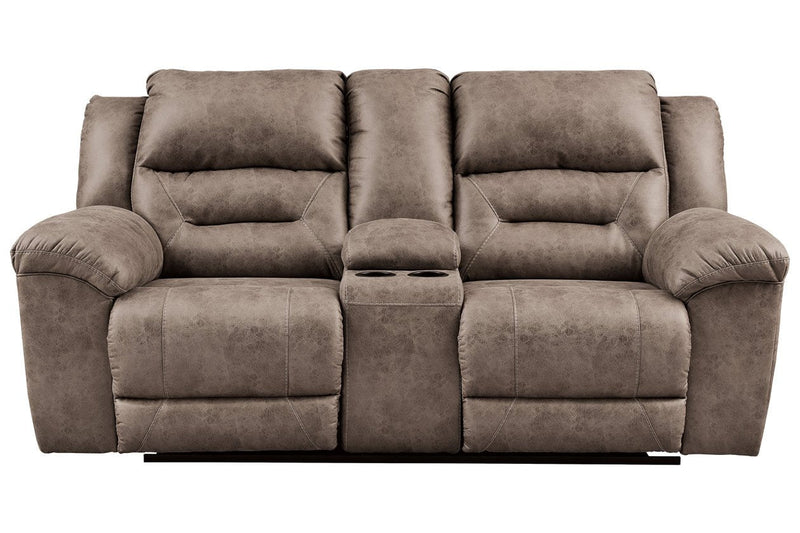 Stoneland Fossil Reclining Loveseat with Console - Gate FurnitureLoveseat