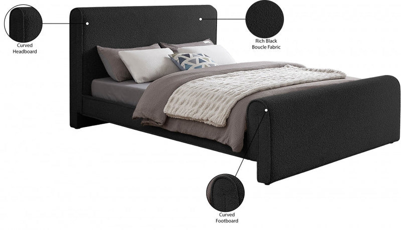 Stylus Boucle Fabric King Bed (3 Boxes) Black - Gate FurnitureKing Bed