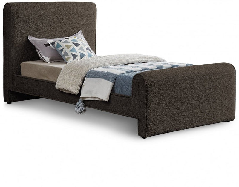 Stylus Boucle Fabric Twin Bed (3 Boxes) Brown - Gate FurnitureTwin Bed