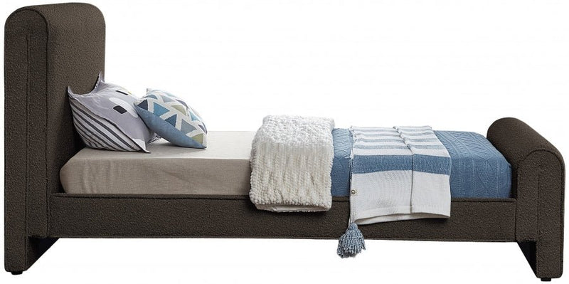 Stylus Boucle Fabric Twin Bed (3 Boxes) Brown - Gate FurnitureTwin Bed