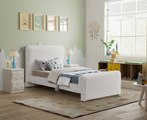 Stylus Boucle Fabric Twin Bed (3 Boxes) Cream - Gate FurnitureTwin Bed