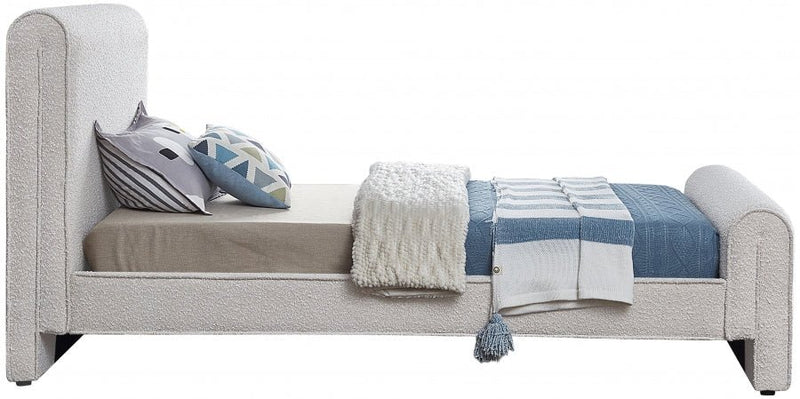 Stylus Boucle Fabric Twin Bed (3 Boxes) Cream - Gate FurnitureTwin Bed