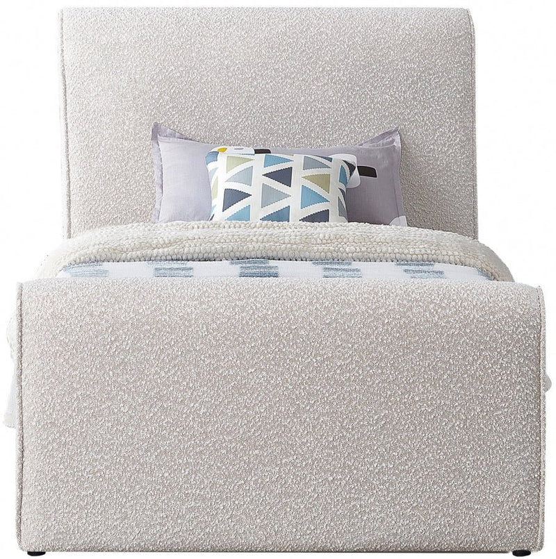 Stylus Boucle Fabric Twin Bed (3 Boxes) Cream - Gate FurnitureTwin Bed
