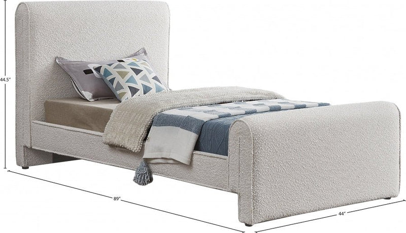 Stylus Boucle Fabric Twin Bed (3 Boxes) Cream - Gate FurnitureTwin Bed