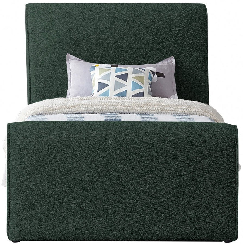 Stylus Boucle Fabric Twin Bed (3 Boxes) Green - Gate FurnitureTwin Bed