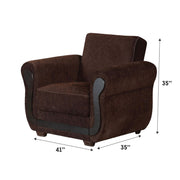 Sunrise 41 in. Convertible Sleeper Chair in Brown with Storage - Gate FurnitureLiving Room Chair