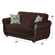 Sunrise 67 in. Convertible Sleeper Loveseat in Brown with Storage - Gate FurnitureLoveseat