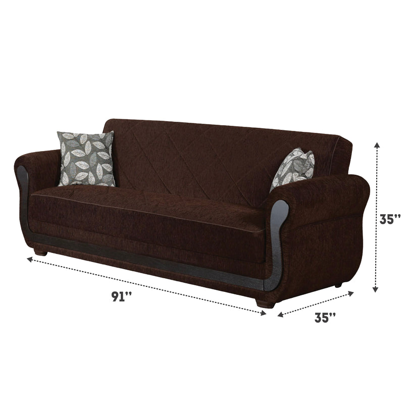 Sunrise 91 in. Convertible Sleeper Sofa in Brown with Storage - Gate FurnitureSleeper Sofa